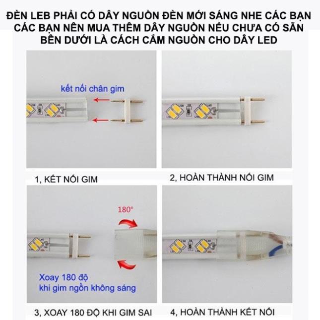 Đèn led dây ánh sáng vàng loại đôi 2 bóng siêu sáng chống nước