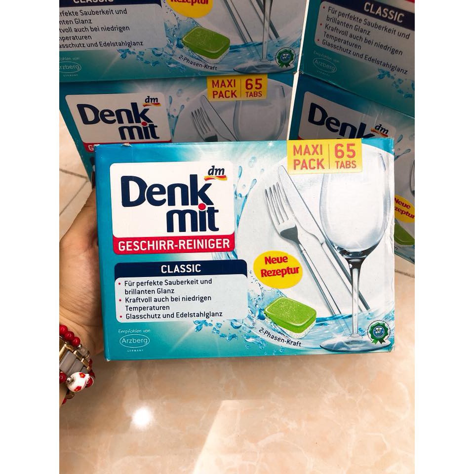 Viên rửa bát DENKMIT dành riêng cho máy rửa bát, hộp 65 viên [Hàng Đức chính hãng]