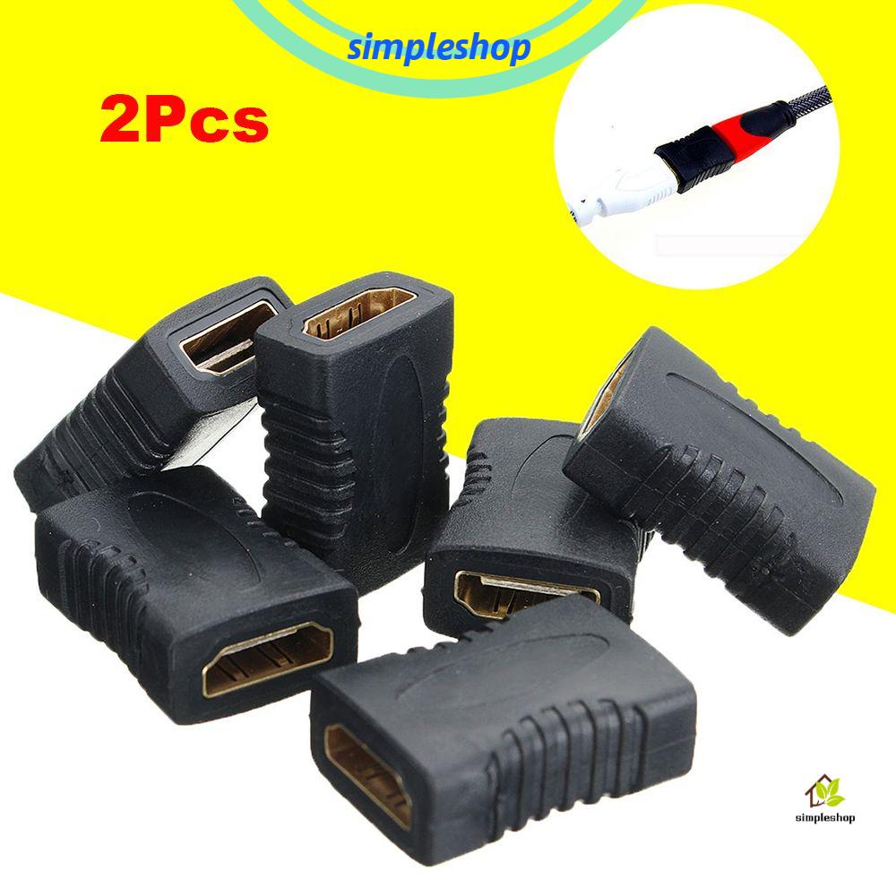 ❀SIMPLE❀ 2Pcs Black HDMI Connector Converter HDTV 1080P Female To Female New Extender Adapter F/F Coupler