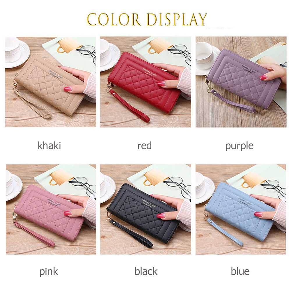 🎉ONLY🎉 Fashion Card Holder Classic Phone Checkbook Organizer Woman Wallet Lady Women Double Zip PU Leather Multi-slot Zip Purse/Multicolor