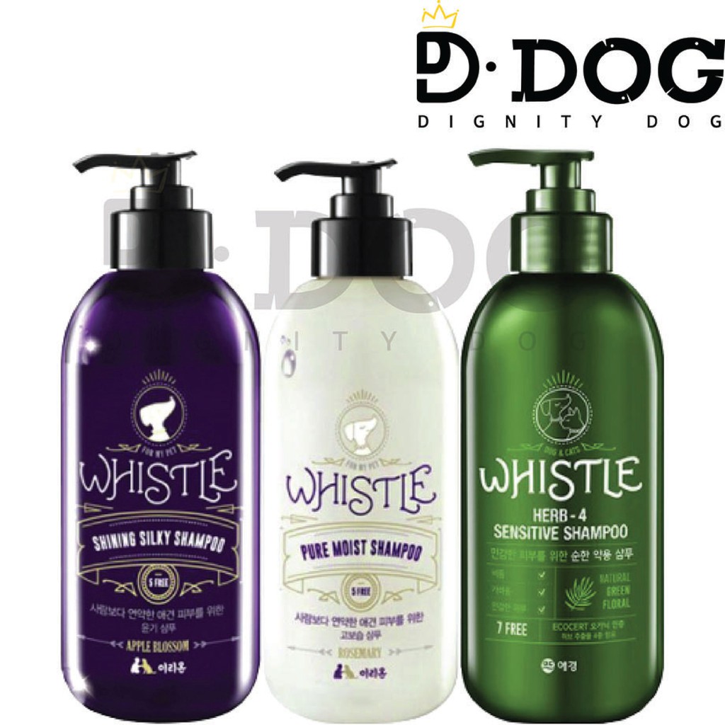 【 WHISTLE 】 AK Dầu gội thương hiệu Hàn Quốc dành cho thú cưng Chó Mèo Silky Moisture Herb-4 3 Loại chải lông chăm sóc lông cho da nhạy cảm 16.9oz