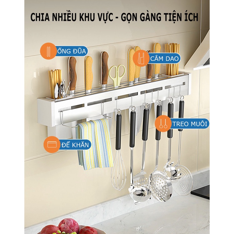 Giá Treo Đồ Nhà Bếp, Giá Cài Dao, Kéo, Đồ Dùng Nhà Bếp Đa Năng Bằng Inox Không Gỉ,Tặng keo dán cường lực MKS021