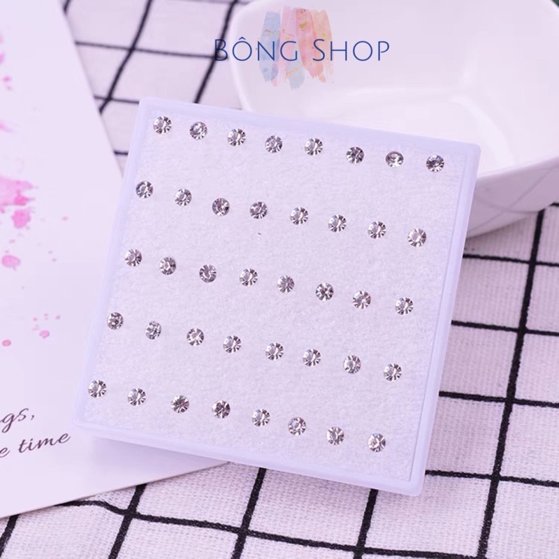 Bông tai Bông Shop hột nụ xoàn đá kiểu Hàn Quốc thời trang set 20 đôi