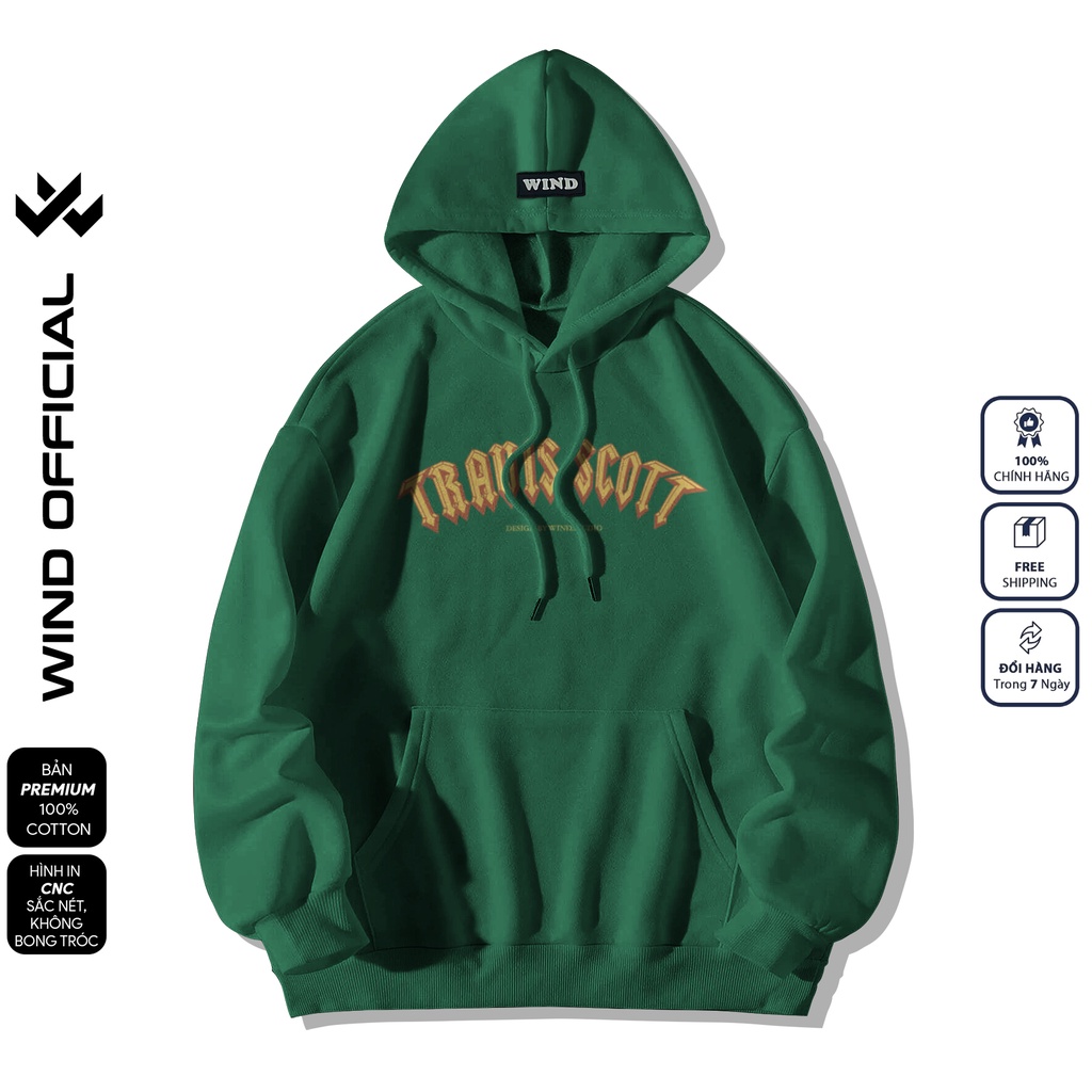 Áo hoodie unisex form rộng WIND TRAVIS bản Premium nỉ ngoại nam nữ oversize