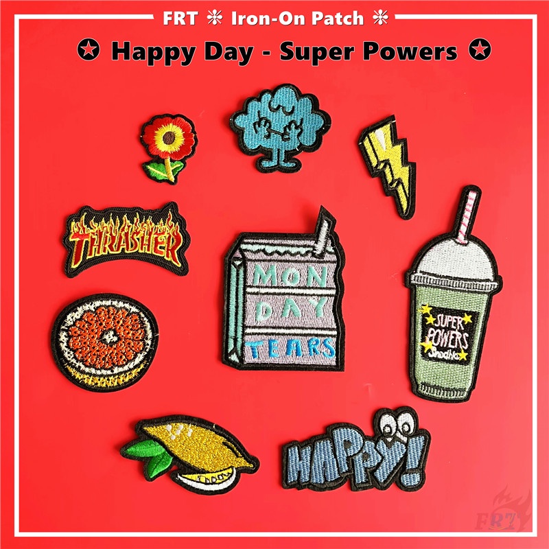 ☸ Chúc Mừng Ngày Hạnh Phúc - Miếng Vá Sắt Siêu Năng Lượng ☸ 1 Miếng Dán Ủi Trang Trí Quần Áo Hình Đám Mây Trái Cây Cam Chanh DIY