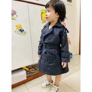Áo măng tô kaki Mèo Kids, áo khoác dài 2 lớp cho bé gái