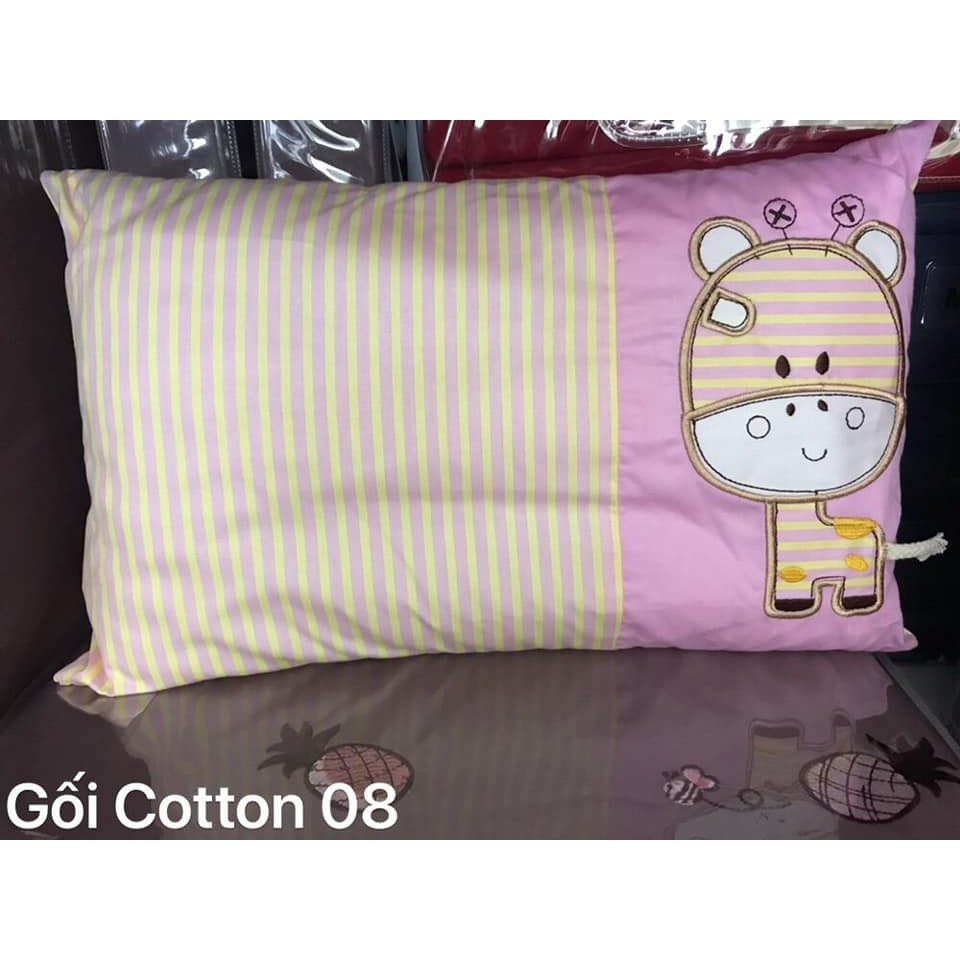 Gối Trẻ Em Vỏ Cotton Ruột bông siêu Mềm