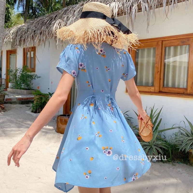 Đầm Xanh Hoa Baby Doll