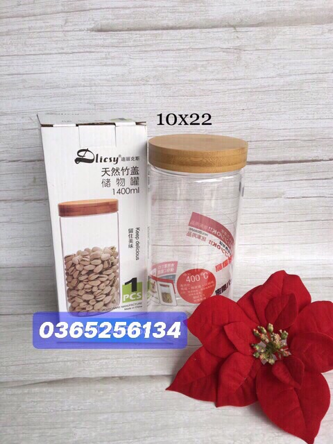 Lọ thuỷ tinh borosilicate chịu nhiệt 400 độ nắp gỗ gen vặn ZMLY 800-1400ml