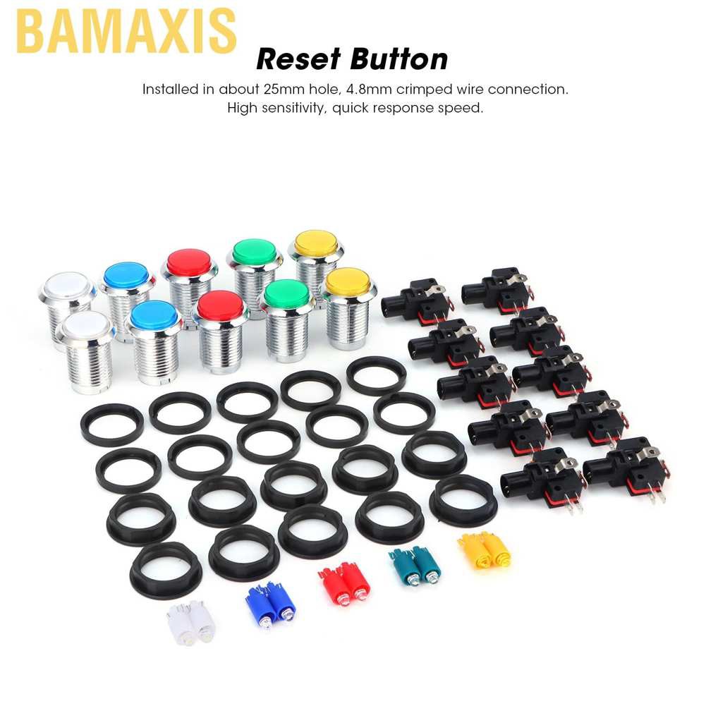 Bamaxis 32mm Arcade Game DIY Kit 10X Push Button + LED Light +10X Switch Replacement