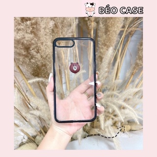 Ốp lưng iphone gấu br.own nổi viền đen chống ố mặt lưng