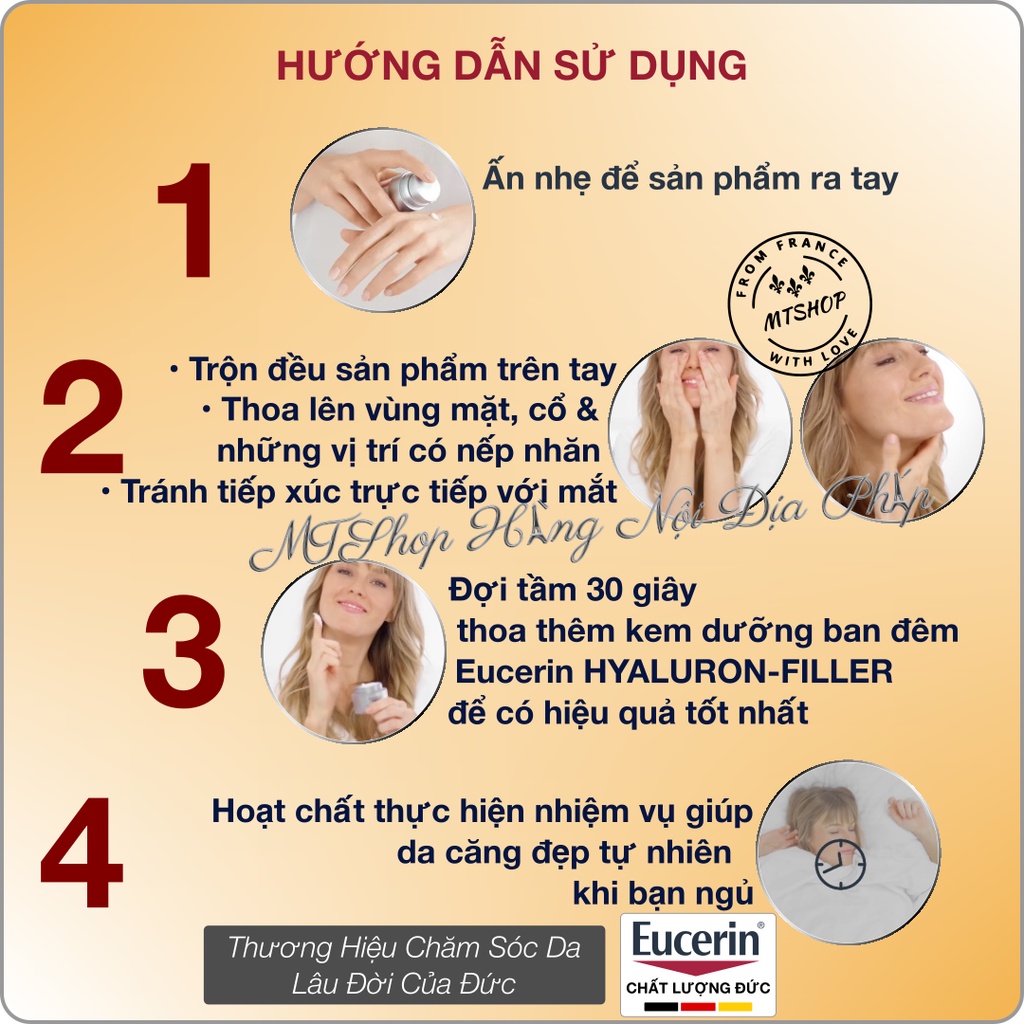 [XẢ KHO] EUCERIN Tinh Chất Dưỡng Da Đêm, Tẩy Da Chết, Làm Săn Chắc & Chống Lão Hóa Da HYALURON FILLER PEELING