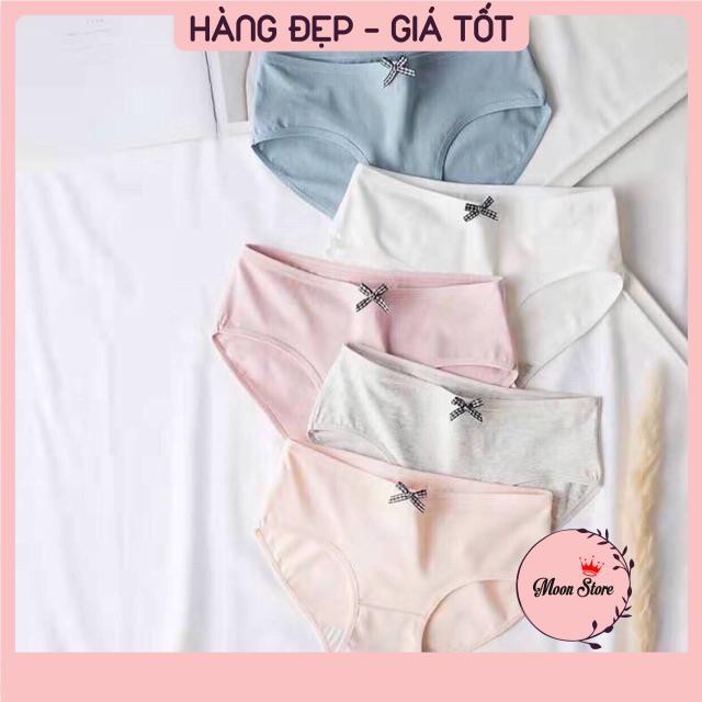 [Mã 12FASHIONSALE1 giảm 10K đơn 50K] Quần Lót Nữ Cotton Basic 012 Cạp Nơ Kẻ Caro - kèm ảnh thật video