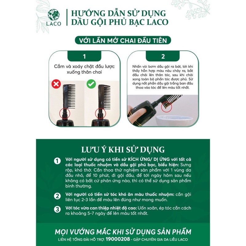 [CHÍNH HÃNG] Dầu gội phủ bạc Laco Back hair