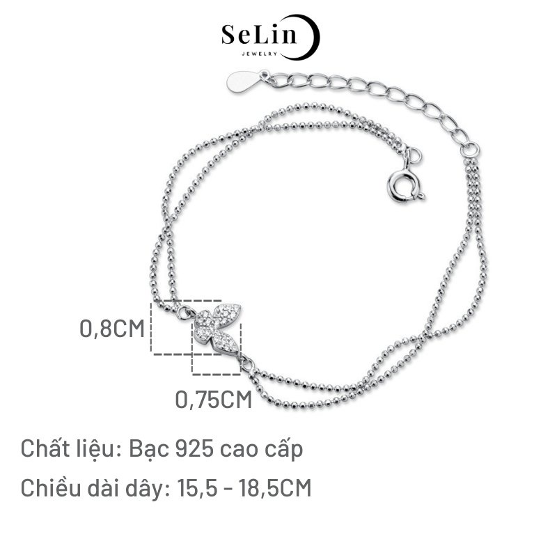 Lắc tay bạc vòng tay bạc 925 nữ hình hồ điệp đính đá cao cấp SELIN JEWELRY - 0025