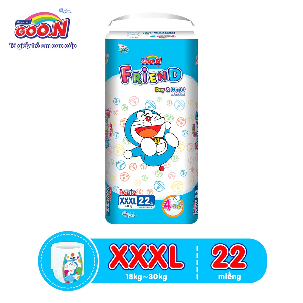 Tã quần Goon Friend Doremon mới gói cực đại XXXL22 (18kg ~ 30kg) (Form tã ôm)