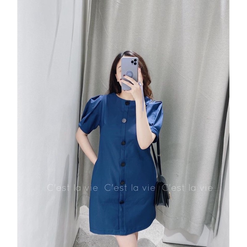 Váy thô tay bồng màu hồng tím cẩm | BigBuy360 - bigbuy360.vn