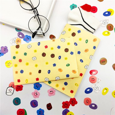 Túi giấy nhỏ gọn họa tiết hình mặt cười hoạt hình màu cam/ xanh dương dễ thương dùng để đựng quà tặng