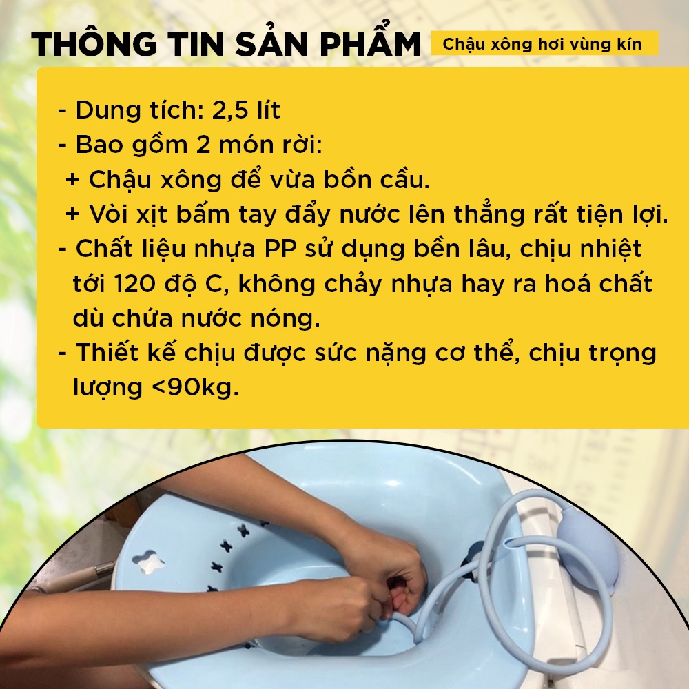 Chậu Xông Hơi Vùng Kín Nhựa Cao Cấp ZitaHima Có Vòi Xịt