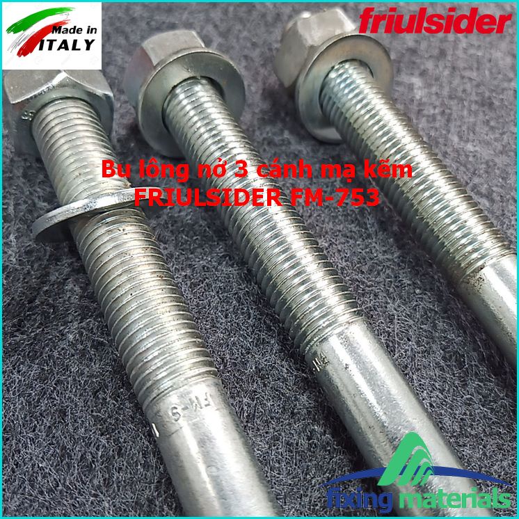 Bu lông nở thép FRIULSIDER FM-753, mạ kẽm, SX tại Ý