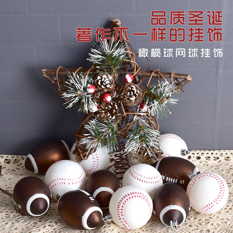 Set 6 Quả Bóng Và Bóng Bầu Dục Trang Trí Cây Thông Noel