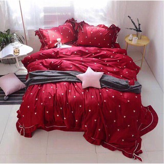 SET CHĂN GA GỐI LỤA TIM THÊU CAO CẤP