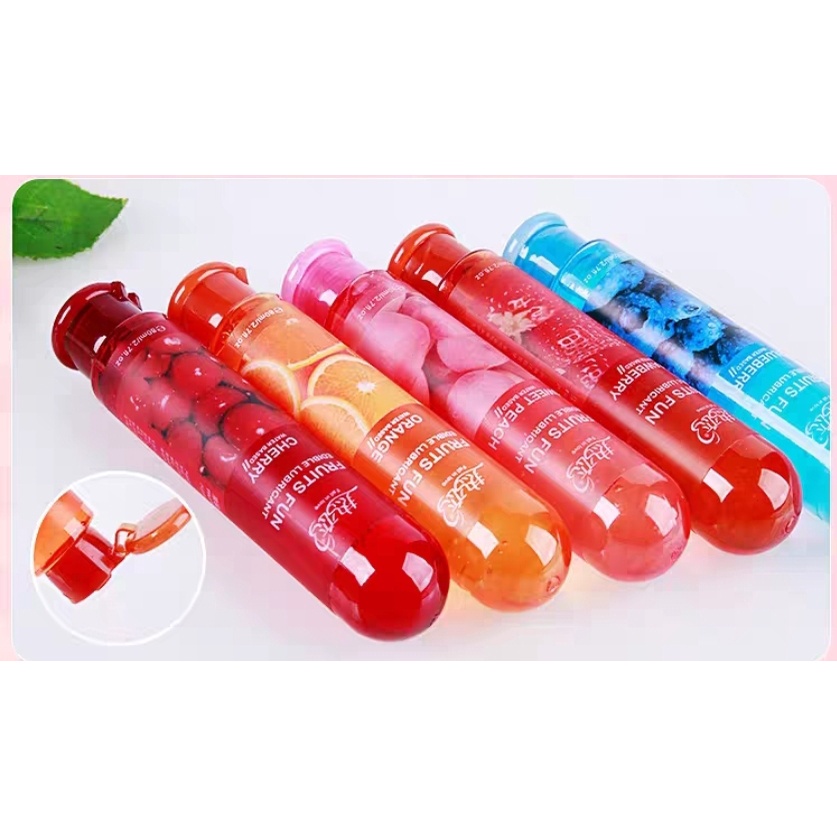 Gel bôi trơn nuốt được Đào Cam Dâu Cherry Việt Quất massage Body BJ Fruits Fun Edible Lubricant lọ 80ml