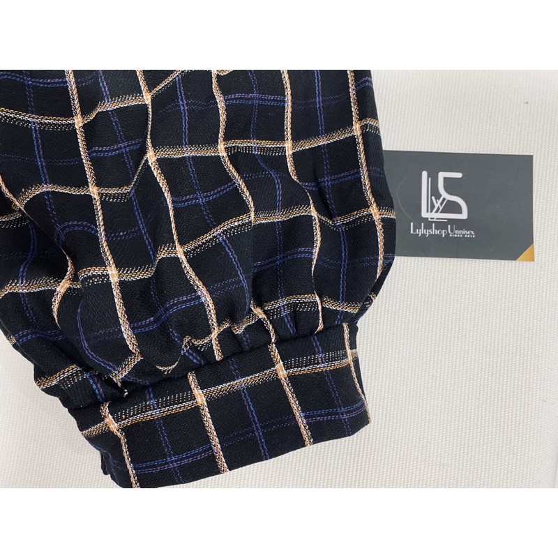 Áo sơ mi nữ form rộng Lylyshop Unisex M01, kiểu sơ mi tay phồng kẻ sọc caro chất kate cotton mềm mịn mặc muà hè - thu | BigBuy360 - bigbuy360.vn