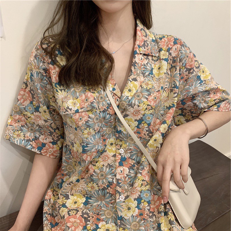 Áo Sơ Mi Chiffon Nữ Họa Tiết Hoa Thời Trang Phong Cách Retro | BigBuy360 - bigbuy360.vn