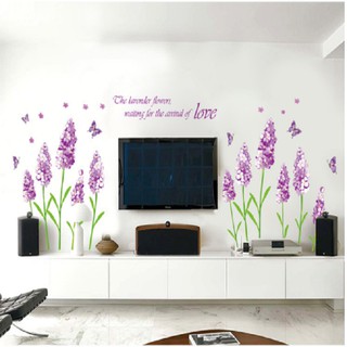 Decal Dán Tường thiên nhiên ,hoa oải hương,màu in sắc nét ,có keo sẵn tháo dán dễ dàng