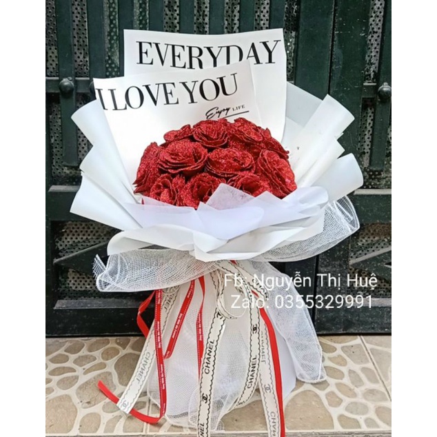 Bó 10 bông hoa sáp Kim Tuyến EVERYDAY I LOVE YOU