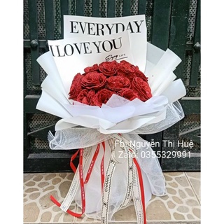 Bó 10 bông hoa sáp kim tuyến everyday i love you