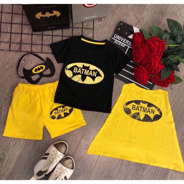 Bộ Batman cotton 4 chi tiết ( gồm : áo , quần, khăn, mặt nạ)