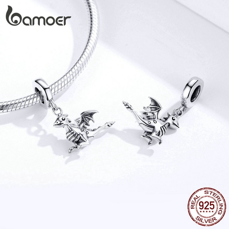 Mặt dây chuyền Bamoer bằng bạc 925 hình rồng châu Âu 3D độc đáo