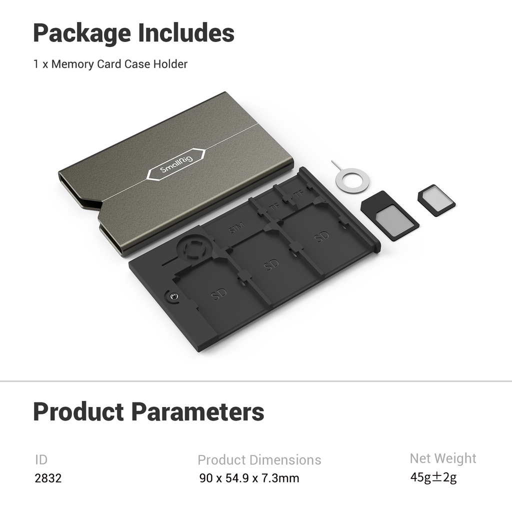 SMALLRIG Hộp Đựng Thẻ Nhớ Micro SD/Thẻ Nhớ Micro SD/SIM Tiện Dụng