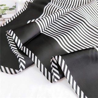 Khăn lụa vuông kẻ sọc phối viền - Mã 7002