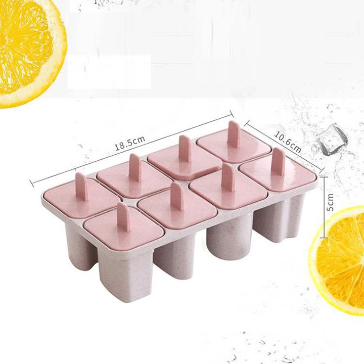 Khuôn làm kem 8 que nhựa lúa mạch cao cấp