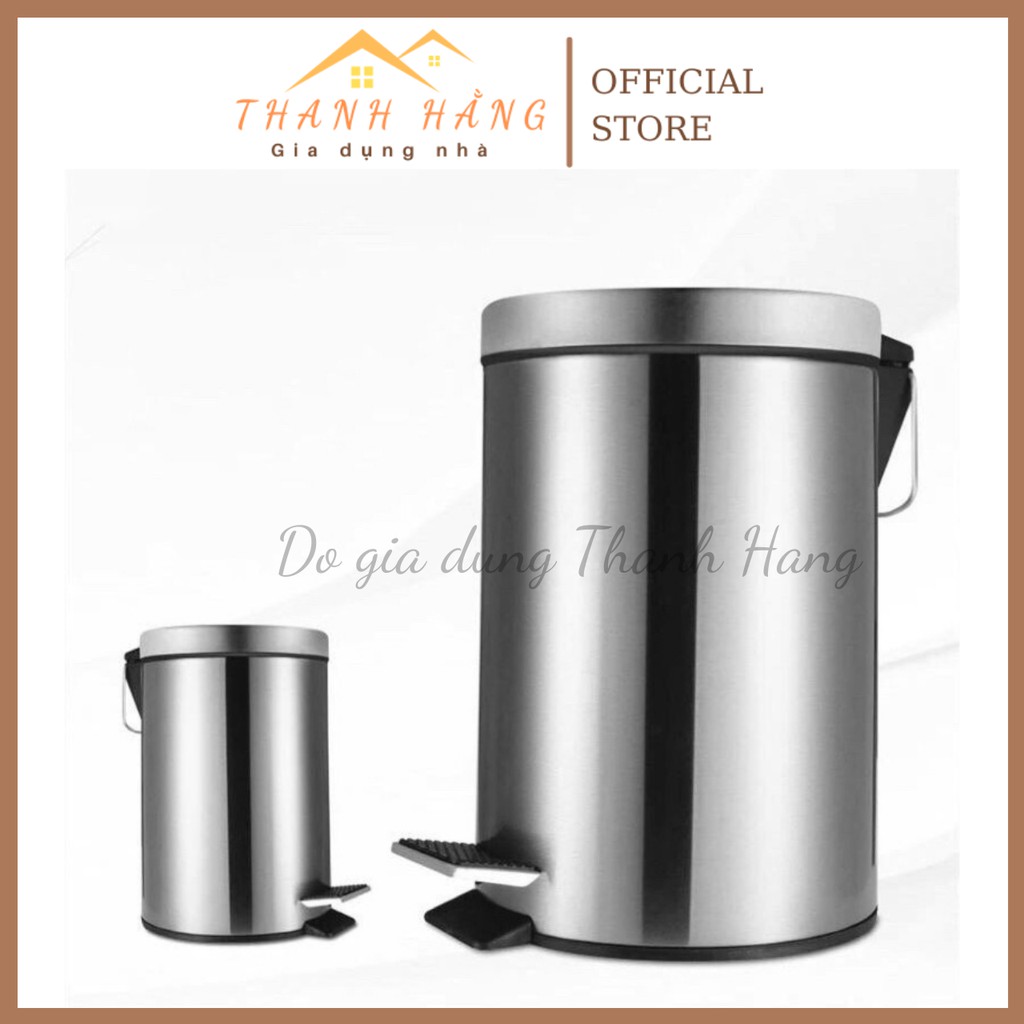 Thùng rác inox tròn đạp chân vinamop 5 lít, 12 lít chính hãng