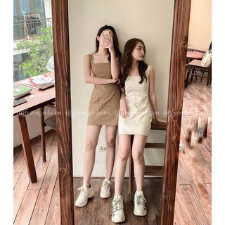Váy body hai dây bản to, đầm body ngắn dáng suông style Hàn Quốc - V25FG