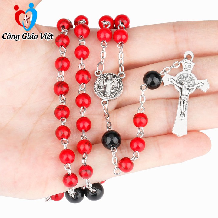 Vòng chuỗi mân côi 50 hạt giúp lần chuỗi đọc kinh, chuỗi tràng hạt Công Giáo thánh giá bằng titan siêu bền