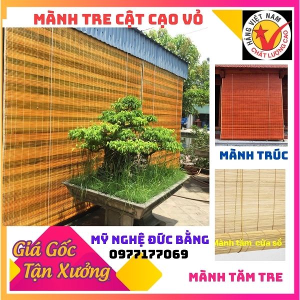 Mành tre cật cạo vỏ cao sơn pu màu tự nhiên ,Rèm che mưa nắng ban công ,hành lang  rộng 1m50 cao xuống 2m50