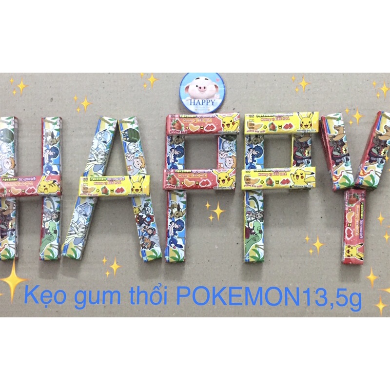 Kẹo gum thổi LOTTE POKÉMON hương vị biến hoá Dâu+Dưa lưới thanh 13,5g