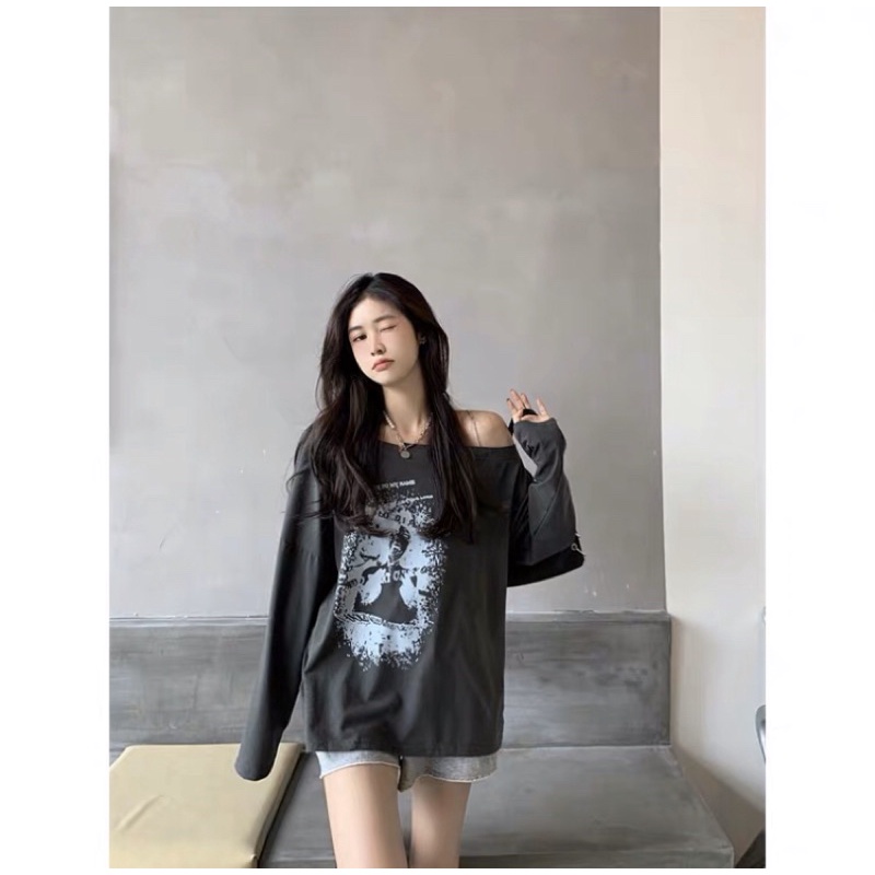 Áo thun tay dài trễ vai