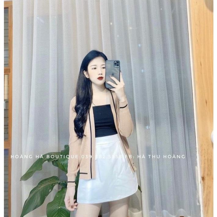 Áo len cadigan. áo len nữ dài tay mỏng phối viền đen khoác đi ngoài đi chơi rất xinh hàng quảng châu cao cấp | BigBuy360 - bigbuy360.vn