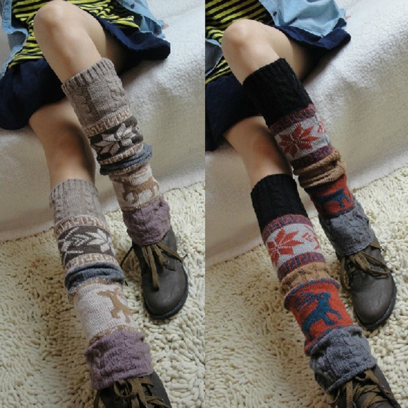 Youyo Vớ Dệt Kim Giữ Ấm Chân Họa Tiết Bông Tuyết Tuần Lộc Giáng Sinh Mùa Đông Cho Nữ Cuf