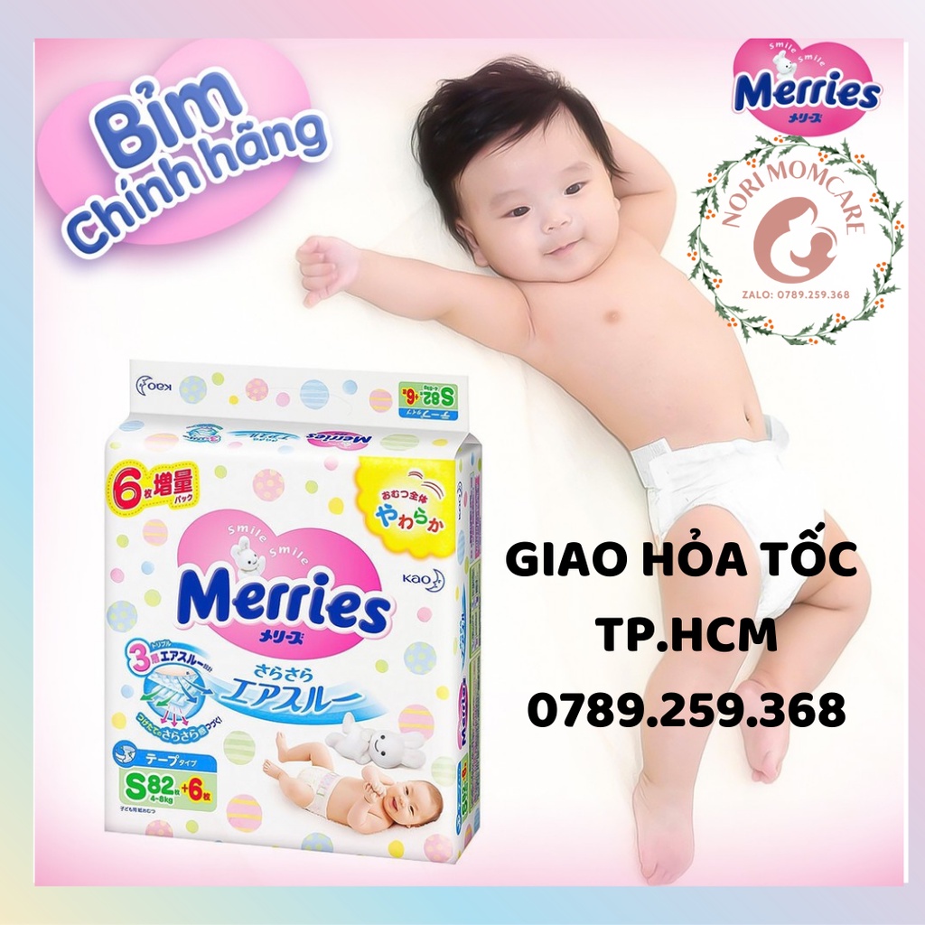 Bỉm/tã Merries dán/quần siêu cộng miếng chính hãng nội địa Nhật Bản đủ size Newborn NB/S/M/L/XL/XXL