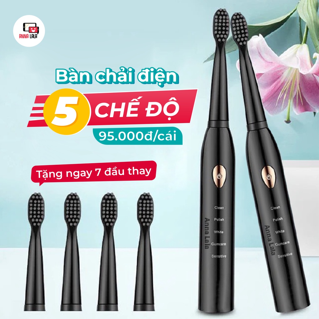 [SẴN] Bàn chải điện 5 chế độ tặng kèm 8 Đầu Dành Cho Cả Gia Đình