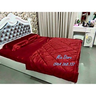 Chăn Ga Gối Nệm Phi Lụa _ Đỏ Đô