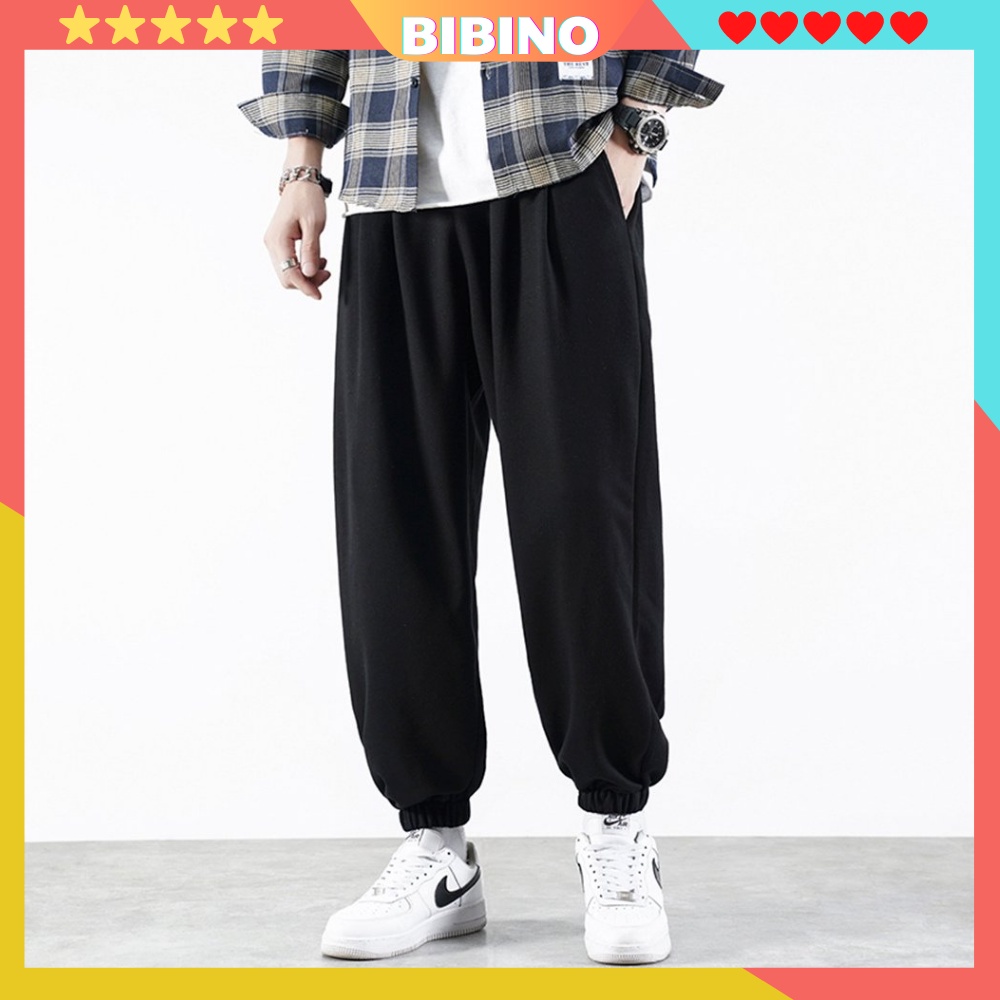 Quần jogger nam nữ ống rộng bo gấu bingsize basic unisex BIBINO68 Quần nỉ nam dáng thể thao form rộng nam nữ dễ phối đồ