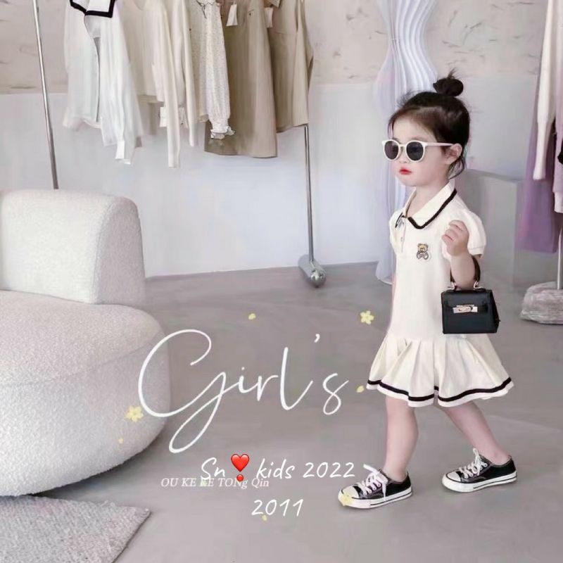 Váy bé gái  - Đầm thun hình thêu xinh xắn cho bé 9 - 30ky